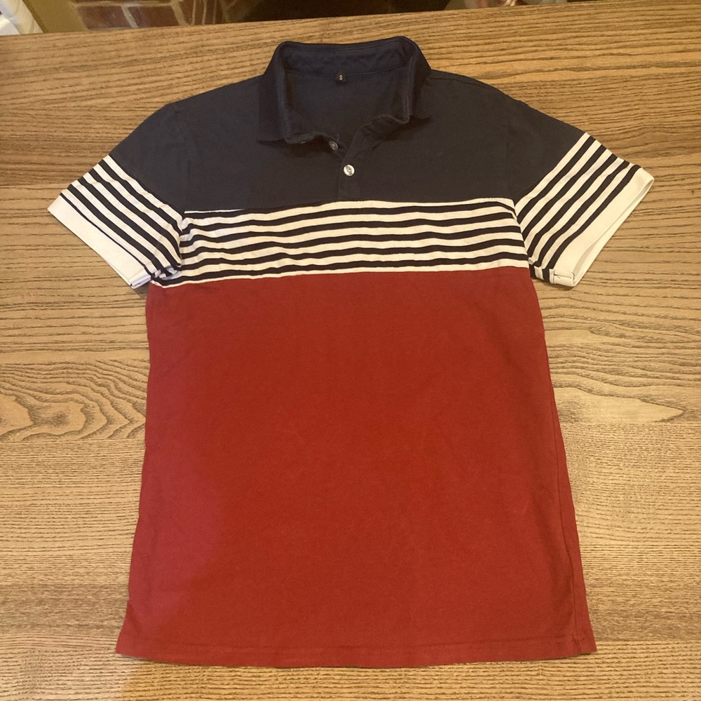 Classic Navy and Red Striped Polo Shirt